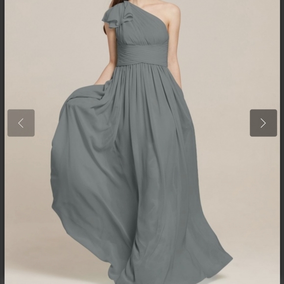 Accessories - One Shoulder Chiffon Bridesmaid Dress Grey Size 8